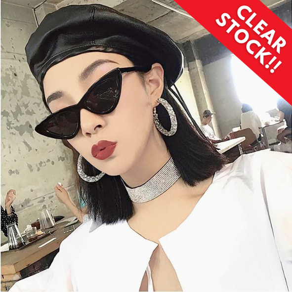 PL-H008 "Clear Stock" Korean Fashion Segitiga Mata Kucing Kacamata Hitam Wanita/Pria Sunglasses MK02