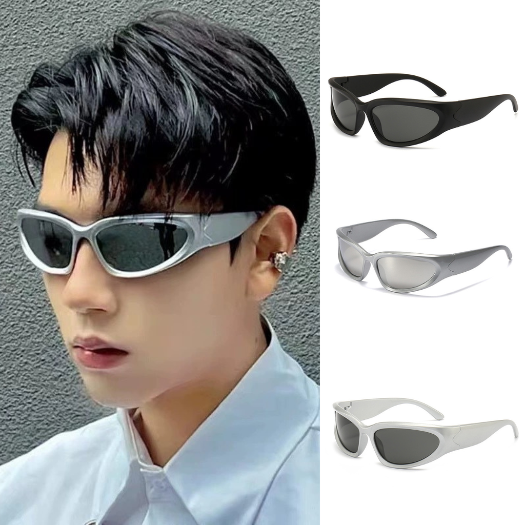 PL-H019 Kacamata Steampunk Hitam Bersepeda Cyberpunk Hip Hop Punk Gaya Retro Eropa Olahraga Wanita Dan Pria