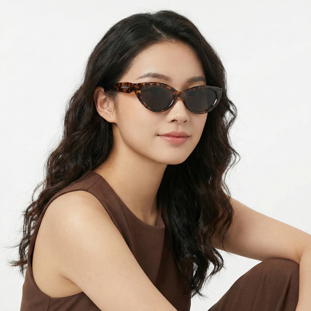PL-H033-P1 Kacamata Premium Eksklusif Cat Eye Stylish Lensa Anti Silau UV400 Gaya Retro