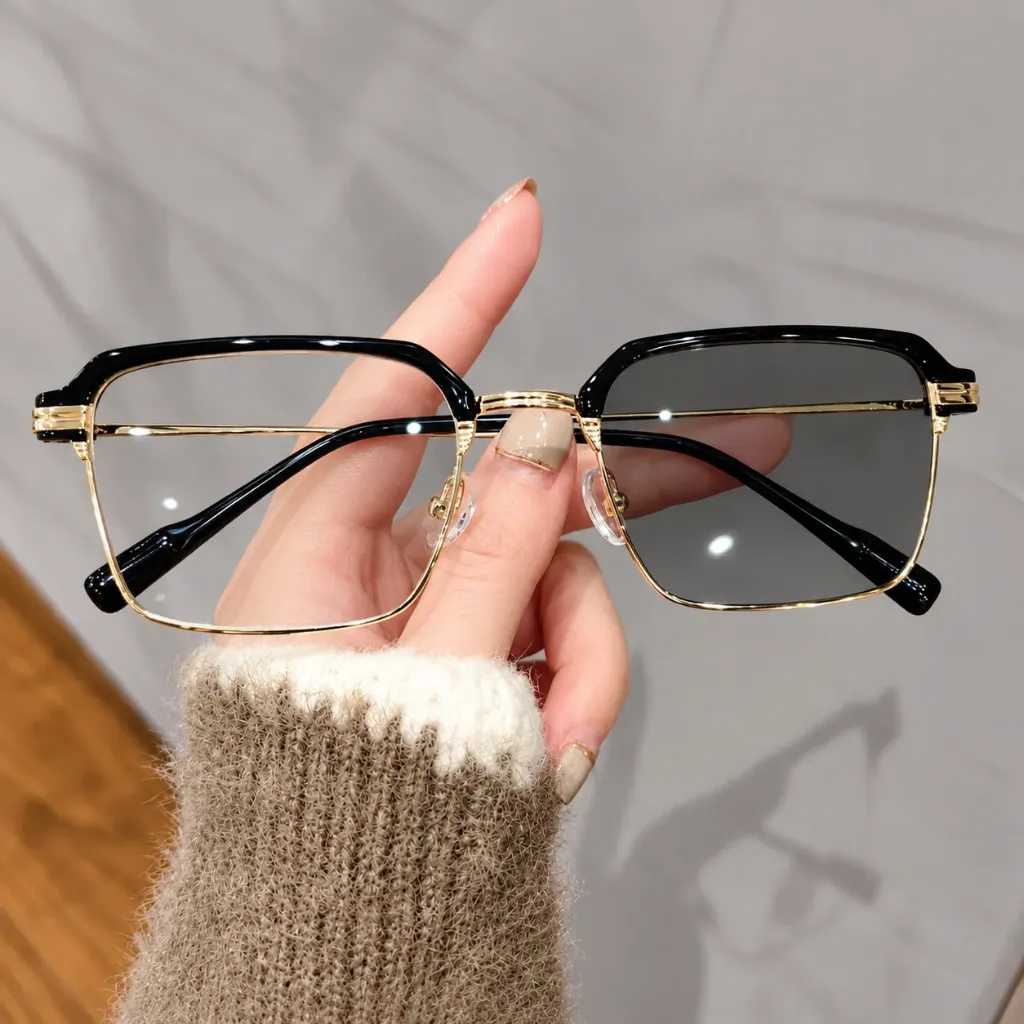 M-ARPT016 Kacamata Photocromic Frameless Color-Changing Glasses Women's Anti-Blue Light (New Product)