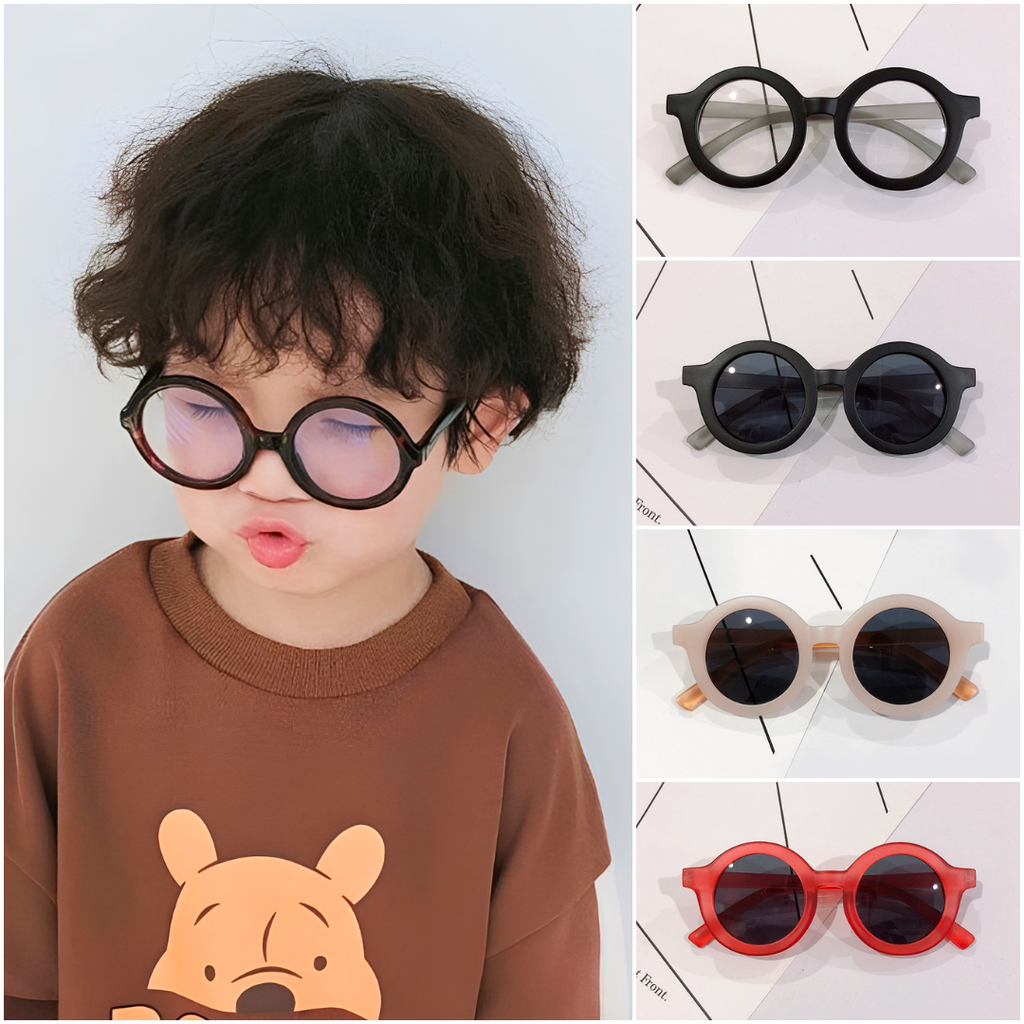 PL-WW028A Kacamata Anak Lensa Hitam dan Bening Model Frame Bulat (New Product)